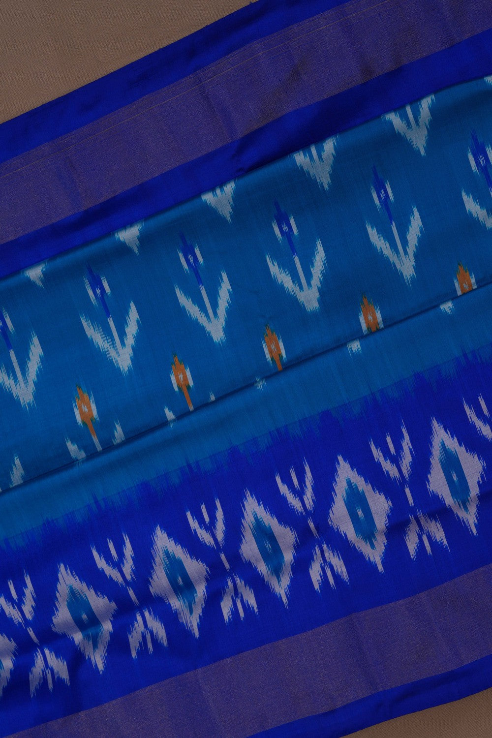 Image of Pochampally Ikat Blue Saree